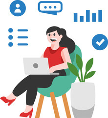 Woman Presenting Start Up Illustration