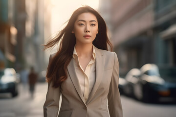 Portrait of a young asian business woman in the city