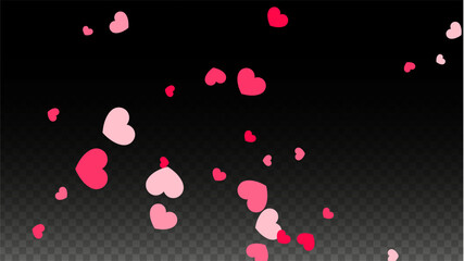 Hearts Confetti Falling Background. St. Valentine's Day pattern. Romantic Scattered Hearts Design Element. Love. Sweet Moment. Gift. Cute Element of Design for Sales or Celebration.