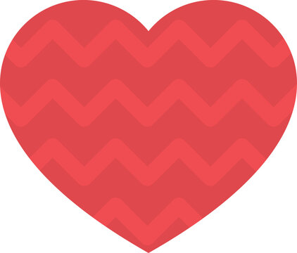 Cute red chevron patterned heart icon. Flat design illustration.	