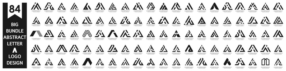 collection abstract letter A logo design. modern logotype A design with black color. vector illustration