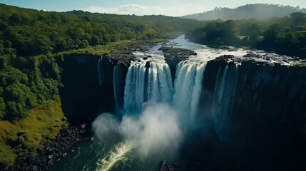 Naklejka premium a waterfall surrounded by trees