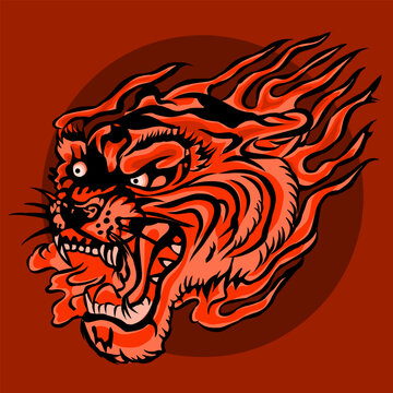 Tribal angry tiger head. Vector illustration ready for vinyl cutting.