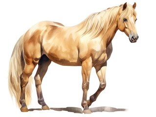 Palomino Horse Watercolor Illustration - obrazy, fototapety, plakaty