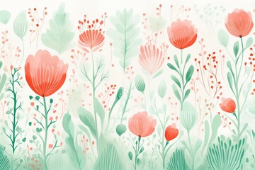 Pastel Mint Green and Coral Strokes on white background.