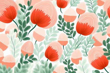 Pastel Mint Green and Coral Strokes on white background.
