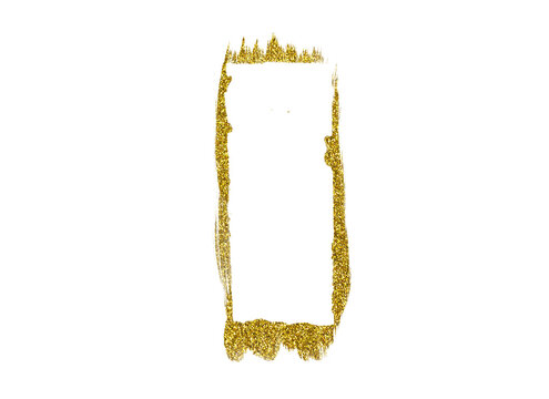 gold glitter vertical photo frame on transparent png background