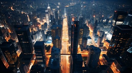 a city skyline at night