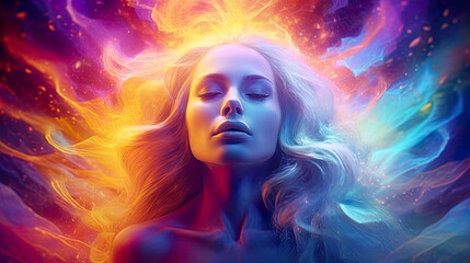 "Whispers of the Mind: A Journey Through Psychic Waves"

This title reflects the introspective and ethereal qualities of the artwork, suggesting a serene exploration of the subconscious mind