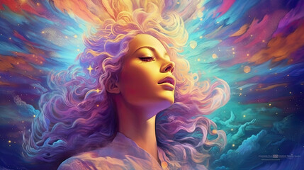 "Whispers of the Mind: A Journey Through Psychic Waves"

This title reflects the introspective and ethereal qualities of the artwork, suggesting a serene exploration of the subconscious mind