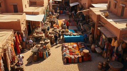 a street full of people and merchandise