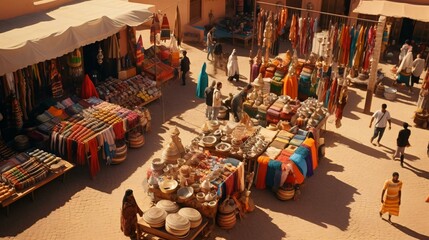 a street market with many people