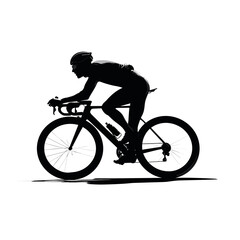 Fototapeta premium Silhouette of a male sports cyclist on a racing bike during a race
