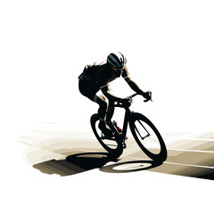 Silhouette of a male sports cyclist on a racing bike during a race