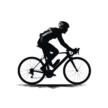 Silhouette of a male sports cyclist on a racing bike during a race