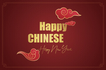 Obraz premium Celebrating Chinese traditional festival Happy New Year background decorative elements collection.
