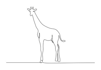 Cute continuous single line drawing of giraffe. Isolated on white background vector illustration. Premium vector.
