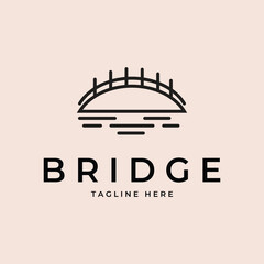 bridge line art logo vector simple icon illustration design