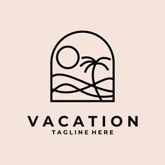 Vacation line art logo vector simple illustration template icon graphic design