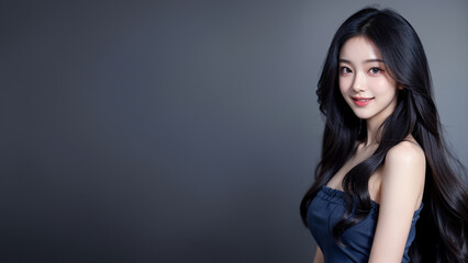Naklejka premium portrait of beautiful asian women wearing casual cloth, copy space.