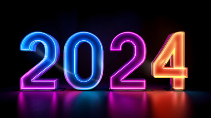 2024 font number design, Happy New Year 2024 background illustration
