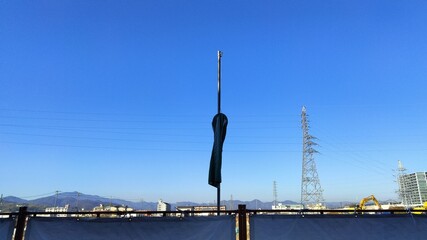 Streamers at construction site, Kyoto, Japan