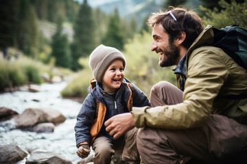 Father spend time with his child. Modern fatherhood and parenting activities concept. Father's Day