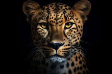 A spellbinding closeup of a cheetah, portrayed with minimalist aesthetics, focusing on the essence of the wild feline's sleek and powerful demeanor, showcasing the natural elegance of its spotted coat