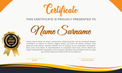 Modern Certificate template design. Clean modern certificate, Diploma Certificate vector template, achievement certificate with badge.