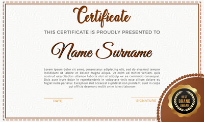 Modern Certificate template design. Clean modern certificate, Diploma Certificate vector template, achievement certificate with badge.
