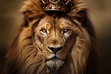 Naklejka premium Jesus Christ as Lion with crown. Religious Christian symbolism. Christianity symbols