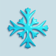 Snowflake vector illustration with shiny blue texture. New year and Christmas design elements
