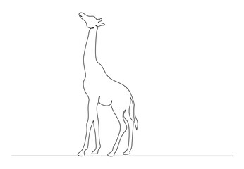 Cute giraffe continuous single line drawing. Animal logo. Isolated on white background vector illustration. Pro vector.
