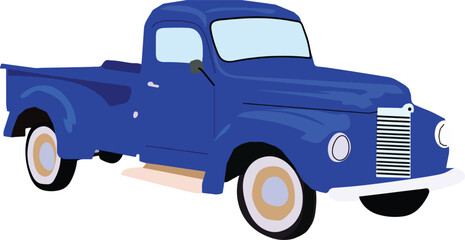 Vector illustration of a blue pickup truck isolated on a white background.