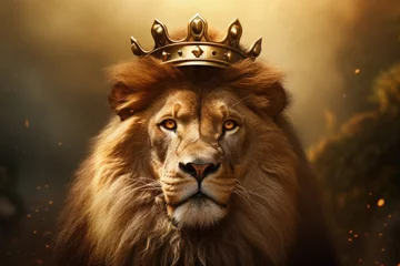 Fototapeten Jesus Christ as Lion with crown. Religious Christian symbolism. Christianity symbols © jchizhe
