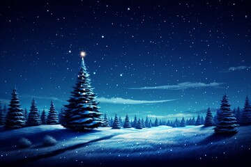 Serene Winter Wonderland. Captivating Blue Background of a Lush Forest Blanketed in Snow