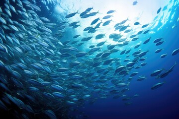 Fototapeta na wymiar The beauty of a school of fish in the beautiful underwater world.Generative AI