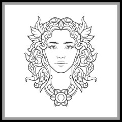 Aphrodite head mandala arts isolated on black background