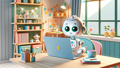 かわいいロボットのタイピング