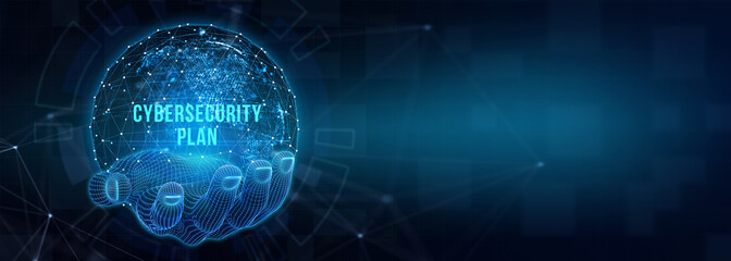 Cyber security data protection business technology privacy concept. CYBERSECURITY PLAN. 3d illustration