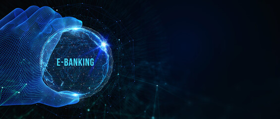 Online banking concept. E-Banking. 3d illustration - obrazy, fototapety, plakaty