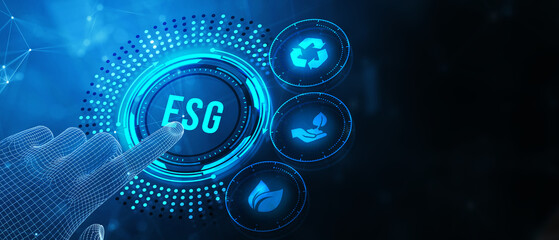 ESG Environmental Social Governance concept. Technology, Internet and network concept.3d illustration
