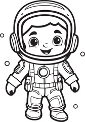 Obraz na płótnie Canvas astronaut coloring book illustration cute kawai style