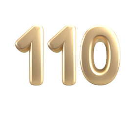 3D render number with gold style