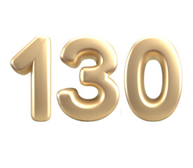 3D render number with gold style