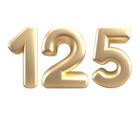 3D render number with gold style