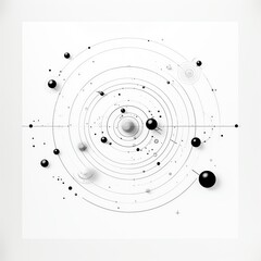 a black and white image of a circle with circles and dots