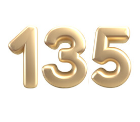 3D render number with gold style