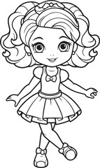 cute bareline coloring book page hand drawn illustration 