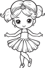cute bareline coloring book page hand drawn illustration 